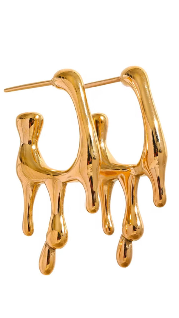Molten Gold Drop Earrings