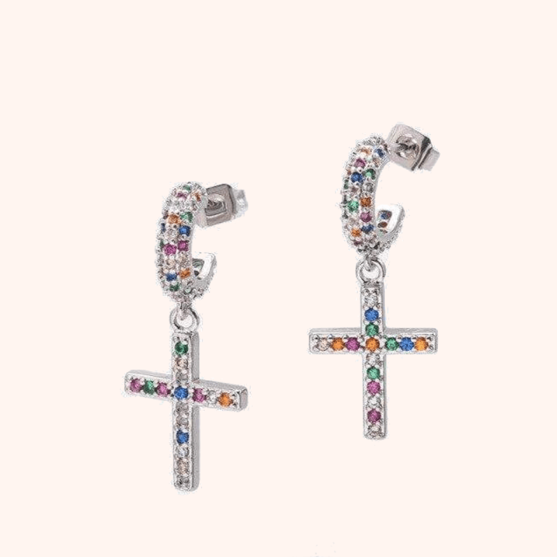Rainbow Cross Earrings - 1 Part