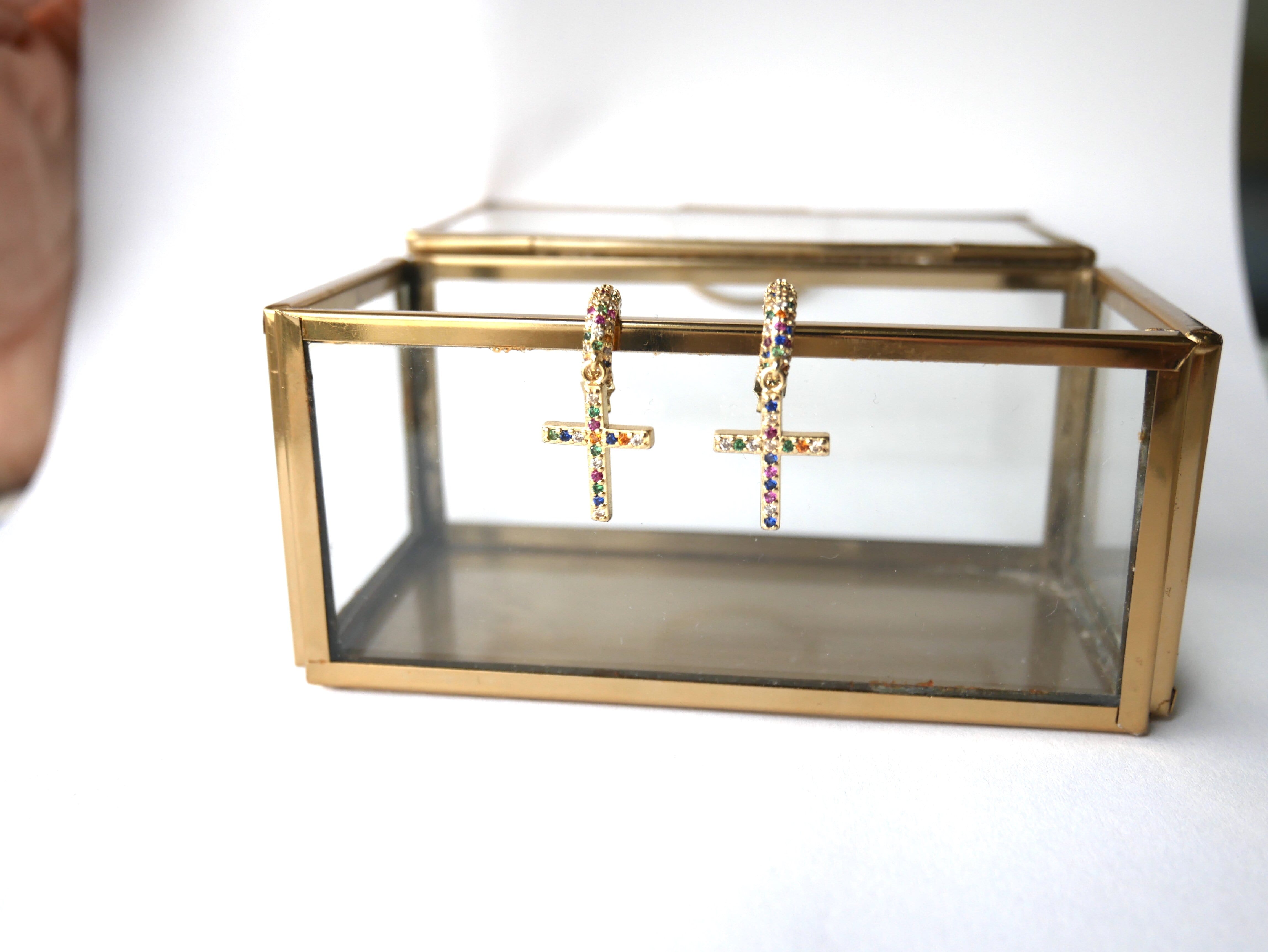 Rainbow Cross Earrings - 1 Part