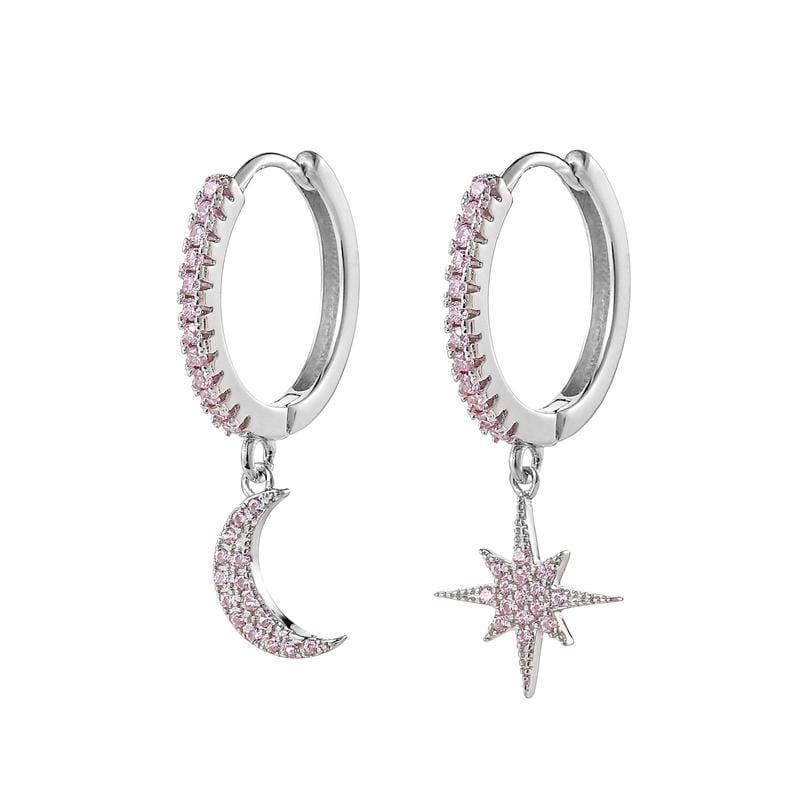 Star Moon XL Hoops S925 - Rose Limited Edition