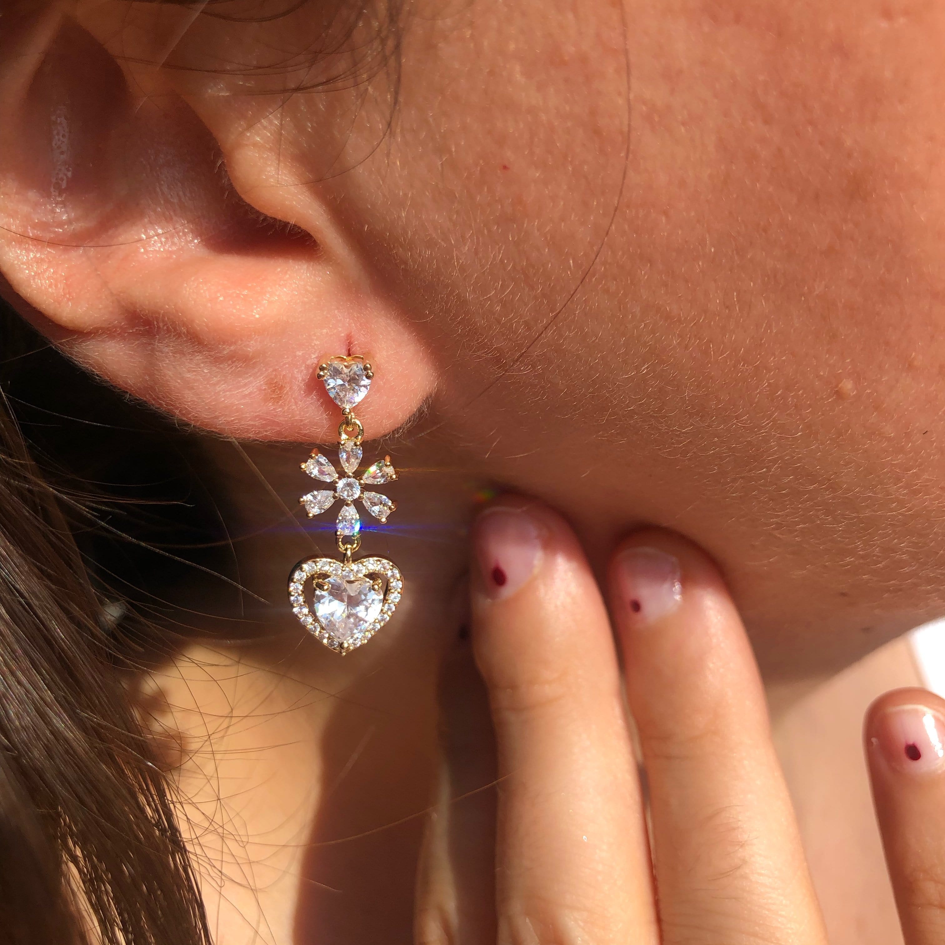Tiny Heart Earrings - Silver - Pomelo Fashion