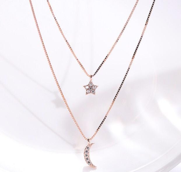 Multi - Layers Star Moon Necklace